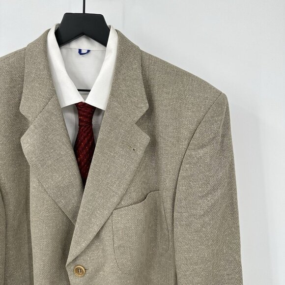 vintage 90s HUGO BOSS VINCENTE jacket blazer sport coat wool silk beige 42L - Picture 3 of 10